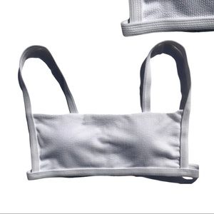 SHEIN White Ribbed Bikini Top - Size 6 (M)